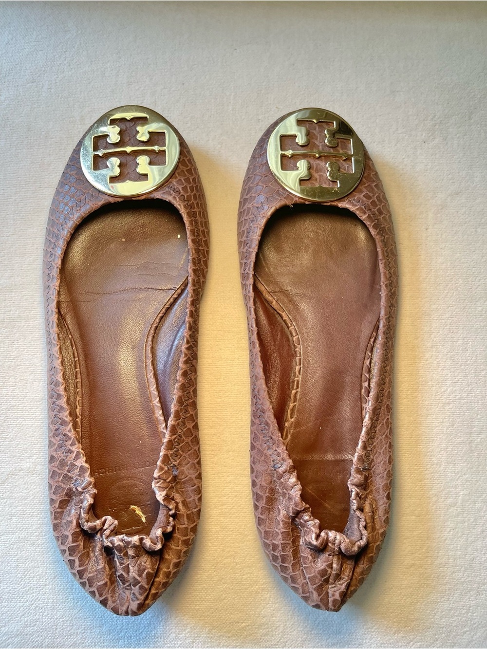 Tory Burch Reva Snakeskin Ballet Flat Size 8.5 - Picture 3 of 7